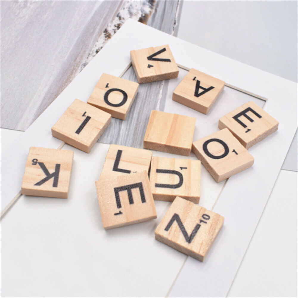 100 pcs Alphabet Wood Pieces Ornament DIY Crafting Letters Decorations 20*18*5mm