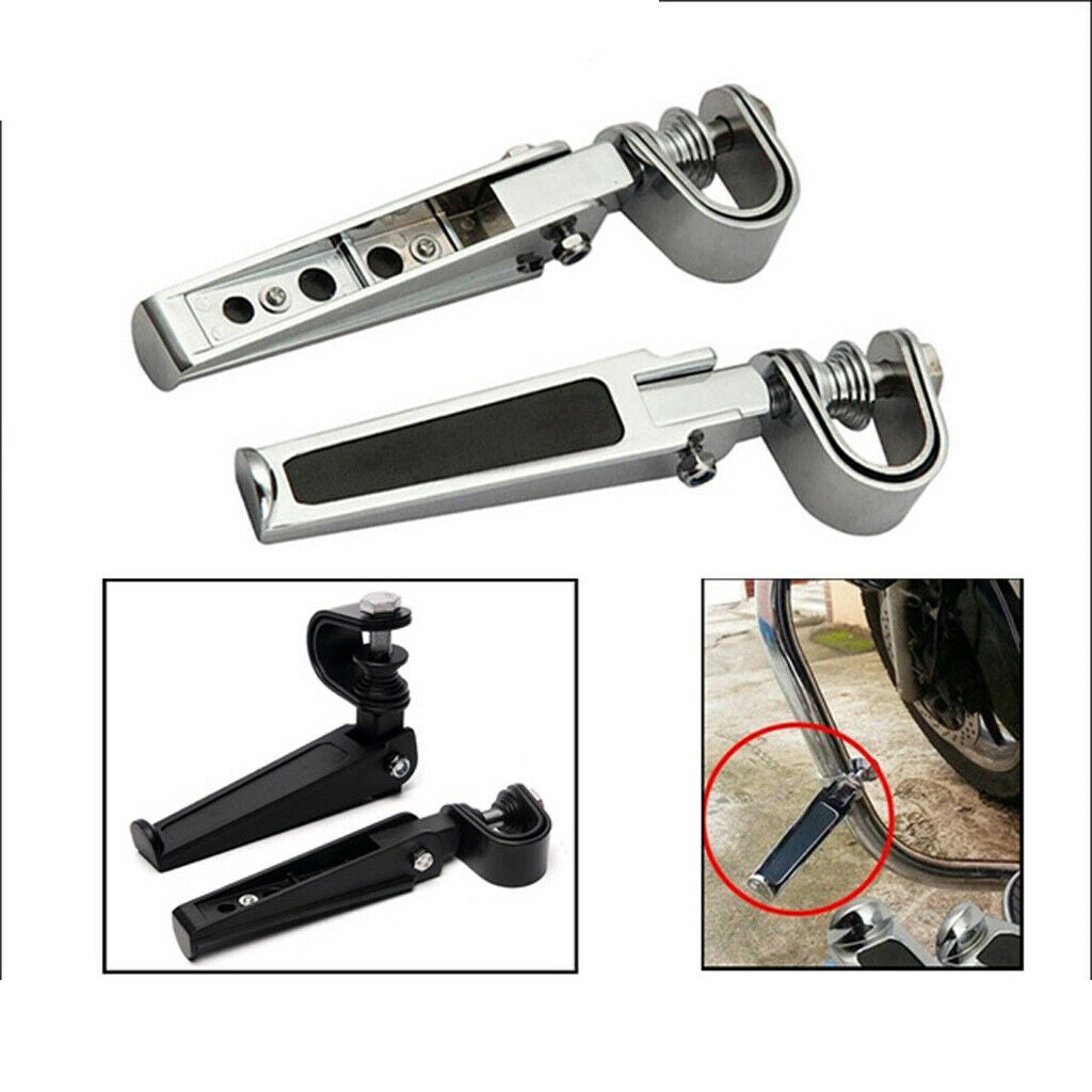 2X Black Motorcycle Motorbike Foot Pegs Driver/Passenger Footrest Heavy Duty
