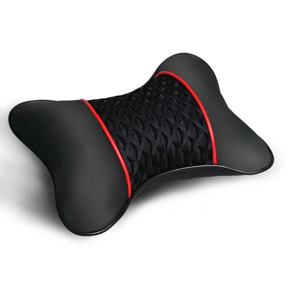2 Pcs Black PU Leather Car Seat Head Neck Rest Cushion Pad Headrest Pillow