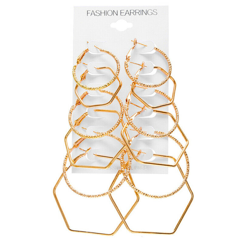 6Pairs Fashion Geometric Big Round Earrings Set Drop Dangle Earrings Jewel.l8