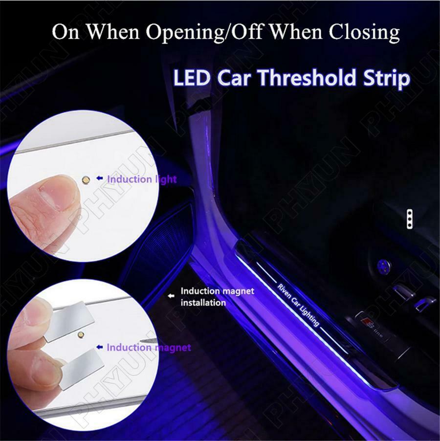 4Pcs Car Door LED RGB Flowing Pedal Lights Welcome Scuff Lamps Decorative Lights