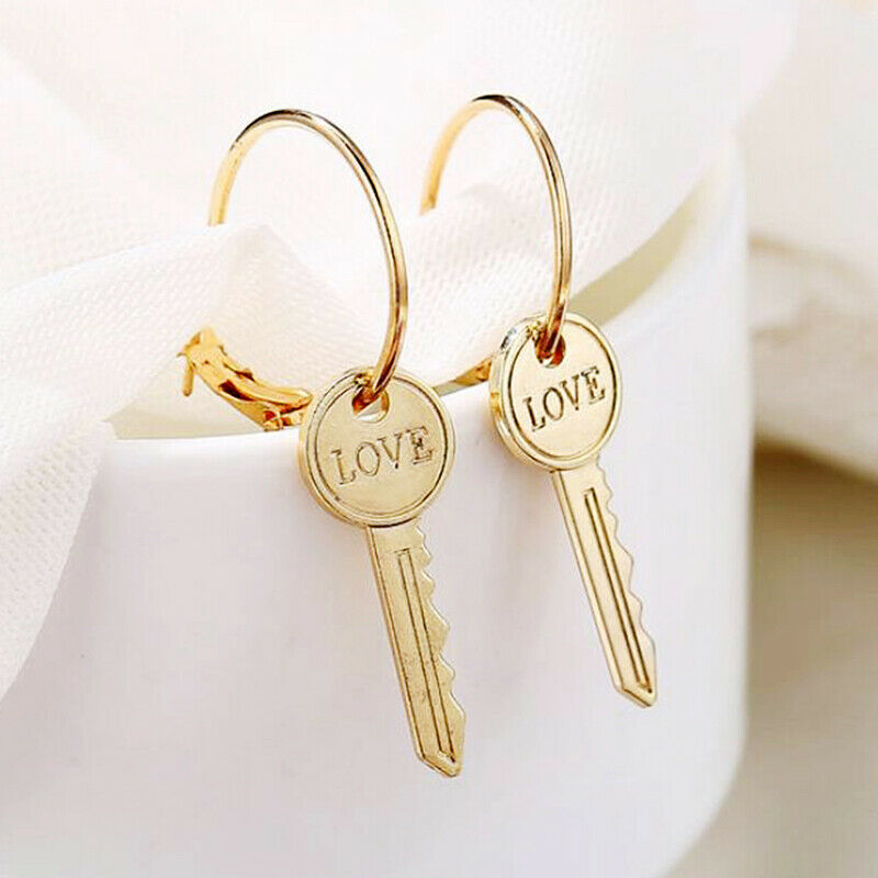 Fashion Love Key Drop Dangle Earrings Statement Punk Earrings Women Jewel.l8