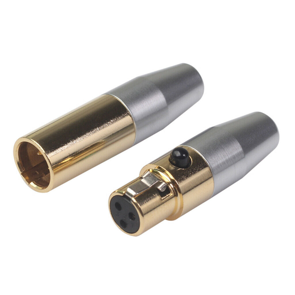 2x XLR Male Female 3Pin Audio Soldering Plug Pure Copper Shell Mic Cable
