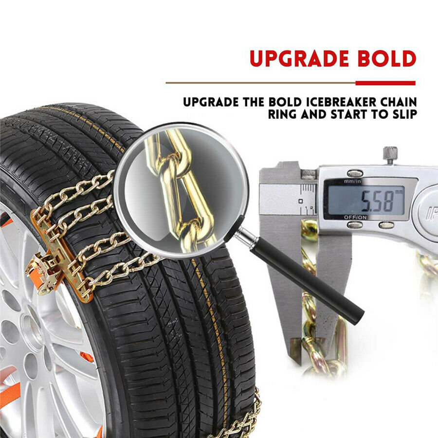 1PCS Wear-resistant Steel Car Snow Chains All Weather For 205--225 Tire Wheel