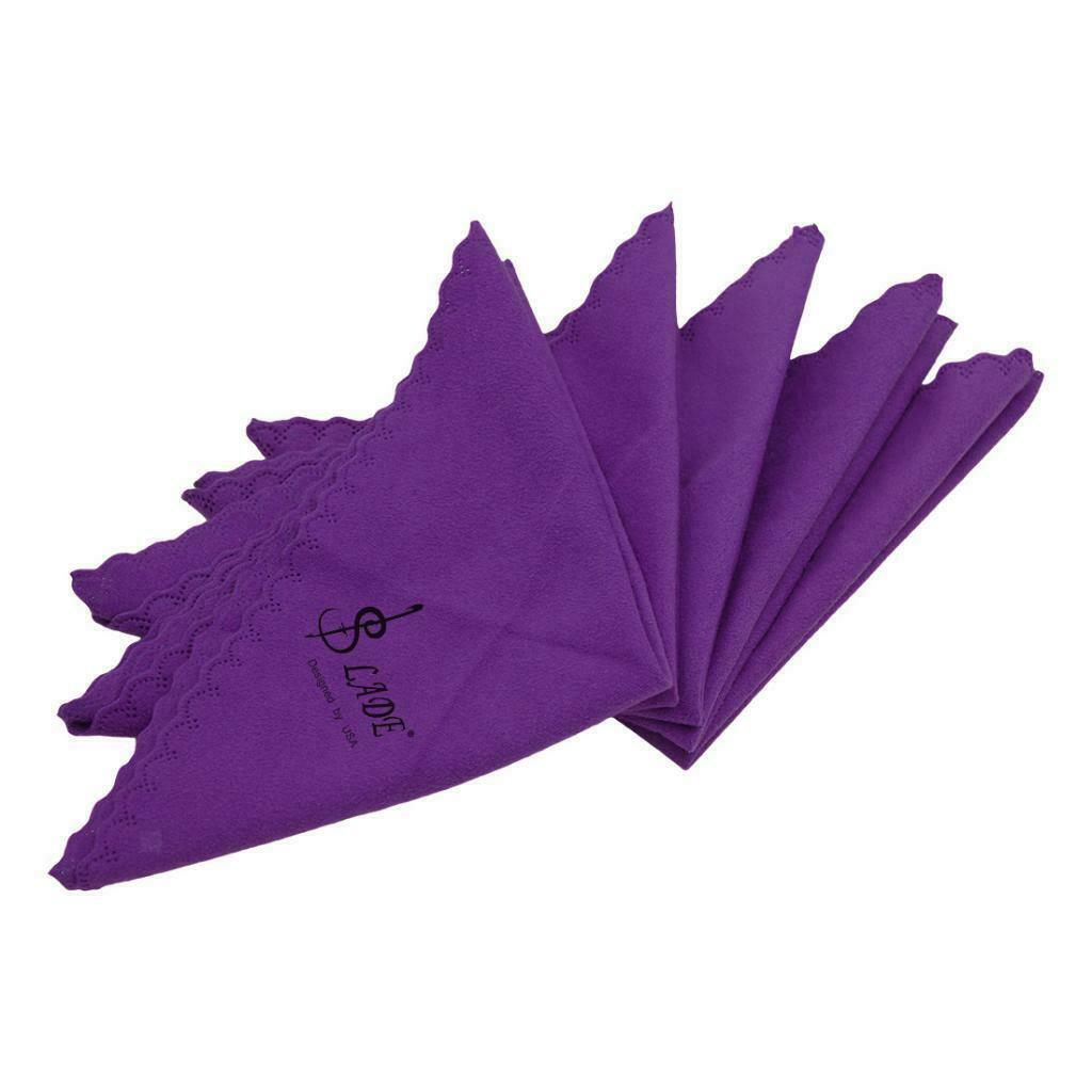 5pcs Microfiber Cleaning Cloth for Guitar Violin Piano Clarinet Sax Purple