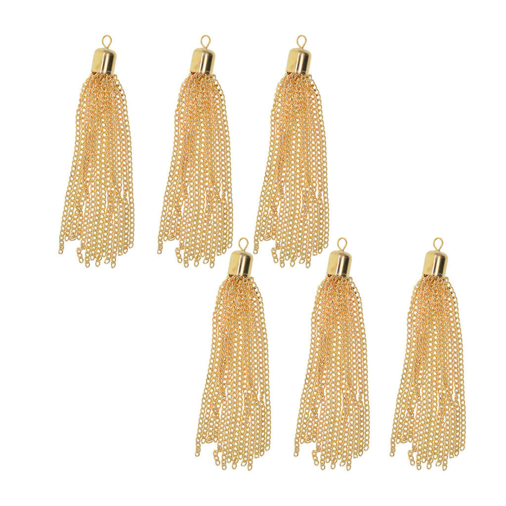 6pcs Handmade Chain Tassel Jewelry Making Charms Findings Necklace Pendants