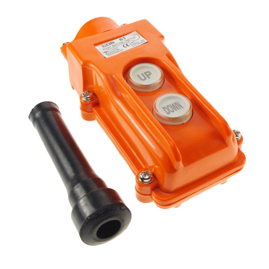 2X COB61 Hoist Push Button Switch Crane Pendant Control Station 200/500V Orange