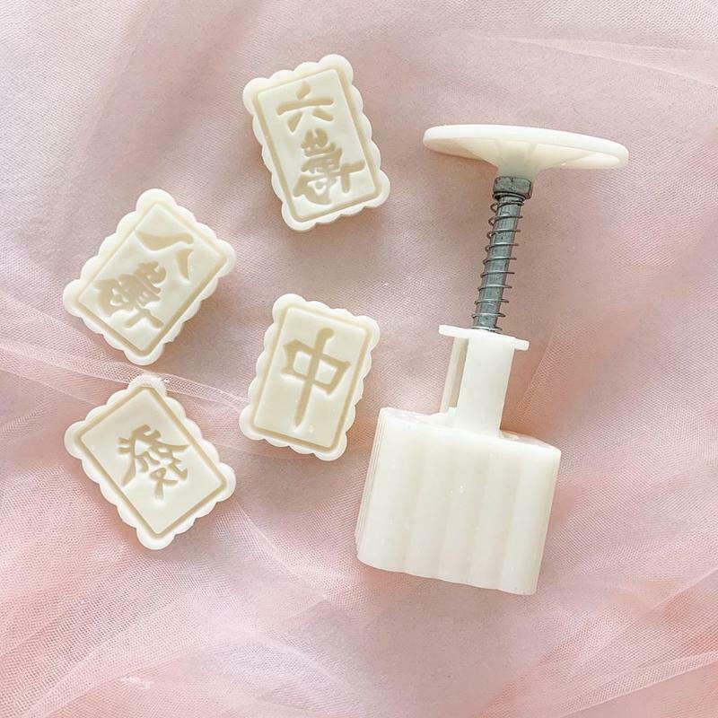 4pcs Mahjong Stamps 50g Mooncake Mould for Mid-Autumn DIY Pastry Gadget