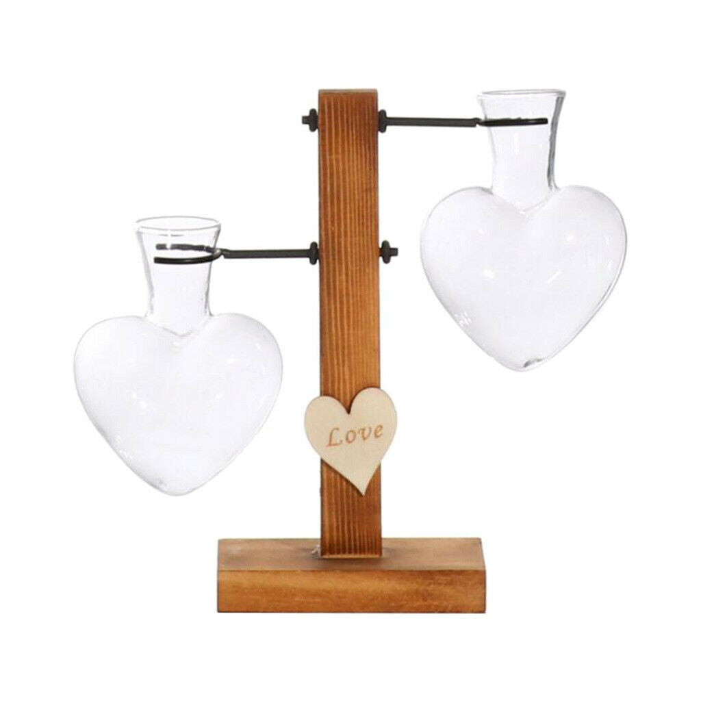 Glass Terrariumin Test Tube Vase in Wooden Stand Planter Hydroponic Plants