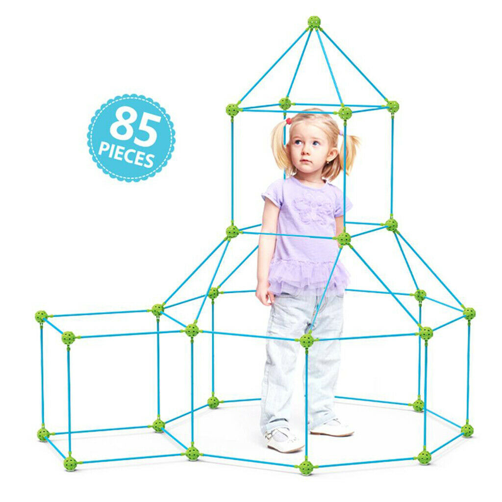 Building Kits 85Pieces Kids Construction Fort DIY Play Tent Toys for Kids