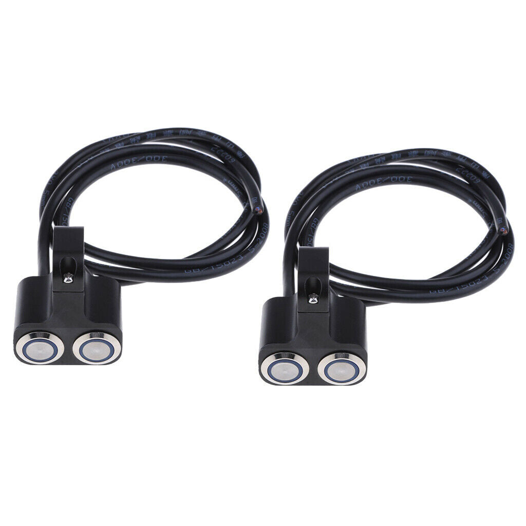 2 Pack Aluminum Motorcycle Switch Fog Spot Light On/Off Push Button with LED