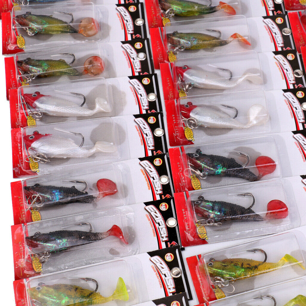 Lot 30Pcs Soft Shad Lures Bait Perch Pike Chub Trout Zander Bass Sea Fishing