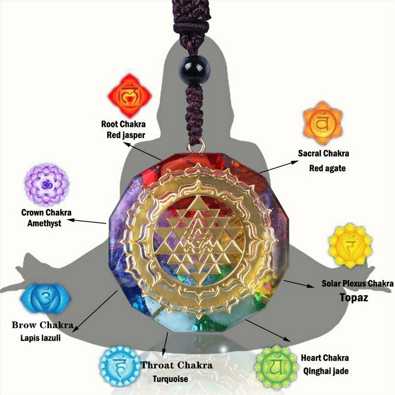 7 Chakra Yoga Natural Stone Energy Pendant Necklace Reiki Healing Amulet Choker