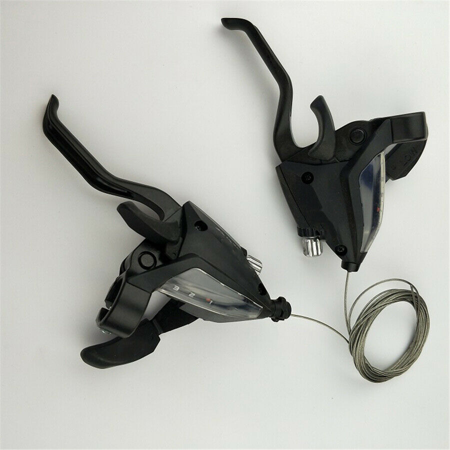 Pair Black Bike Brake Lever Shifter Kit For ST-EF500 3x7 Speed MTB Left & Right