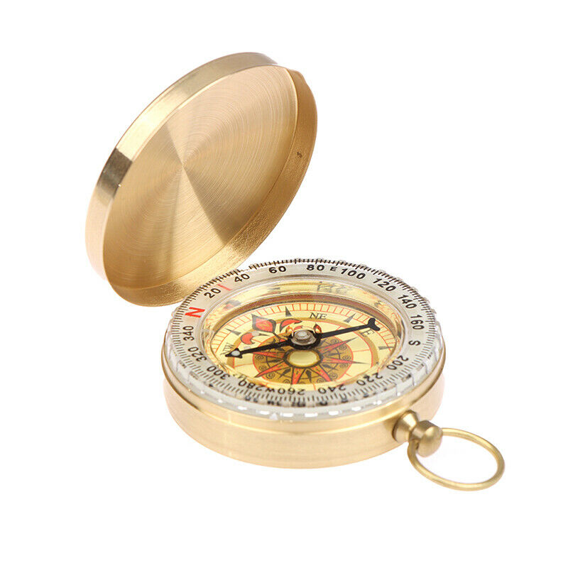 Camping Hiking Pocket Brass Golden Compass Portable Compass Navigation Ou.l8