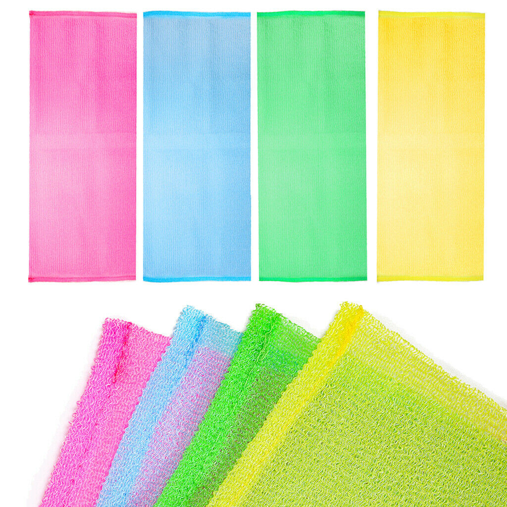 2 lot Exfoliating Back Strap Bath Cloth Body Cleaning Adults/Kids Red+Yellow