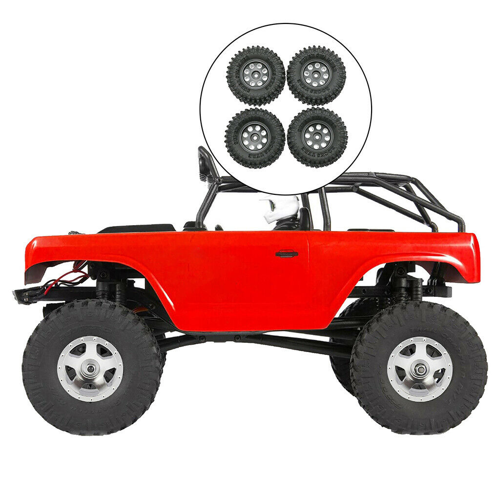 4pcs Tires & Wheel Rims for SCX24 AXI90081 Buggy Trucks DIY Accessory Black