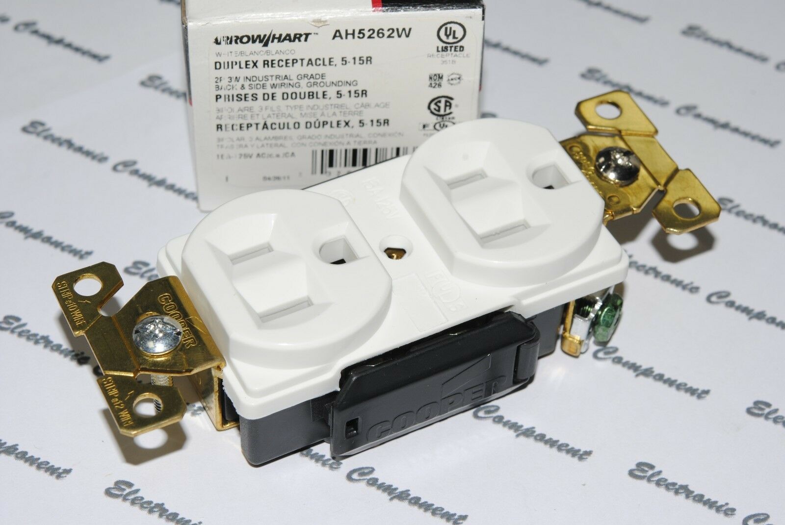 1pcs-COOPER WIRING AH5262W Premium Industrial Grade Duplex Receptacle 15A-125V