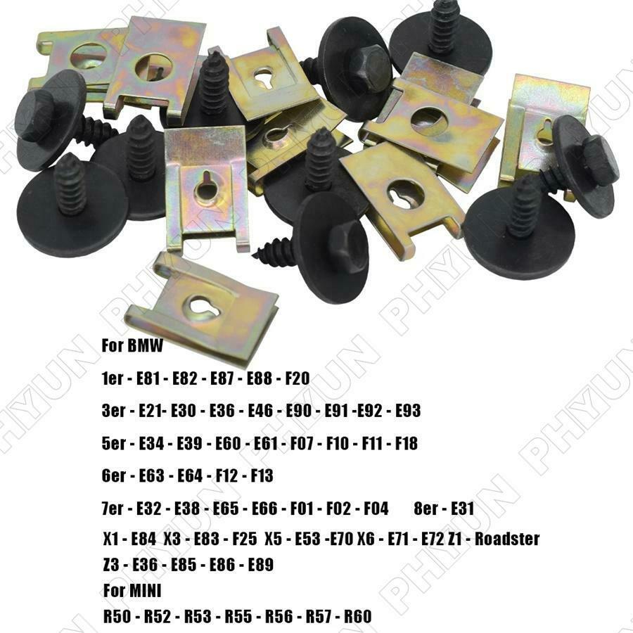 20 Sets Chassis Engine Guard Metal Screws Clips For BMW E46 E92 E90 F10 X1 X3 X5
