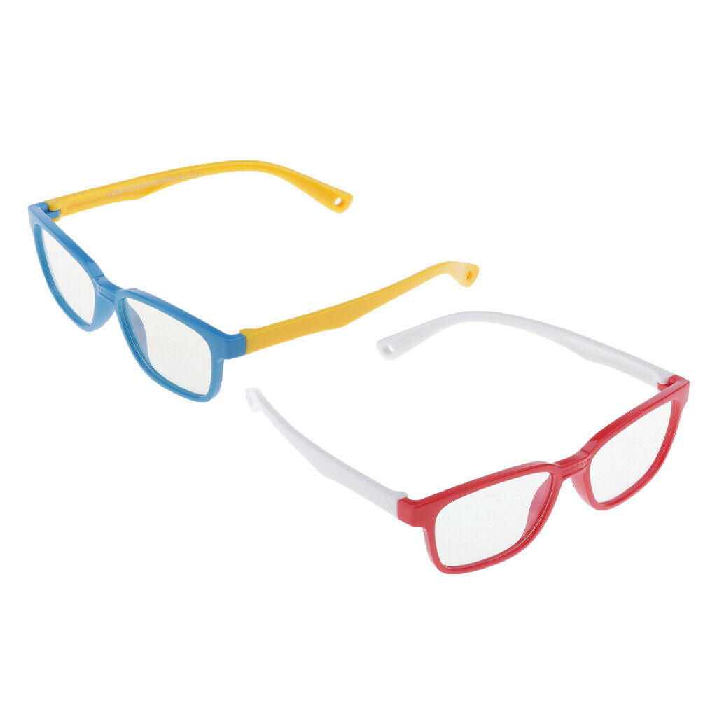 2x Kids Stylish Eye Glasses Anti Eyestrain Filter Glasses Flexible Eyewear