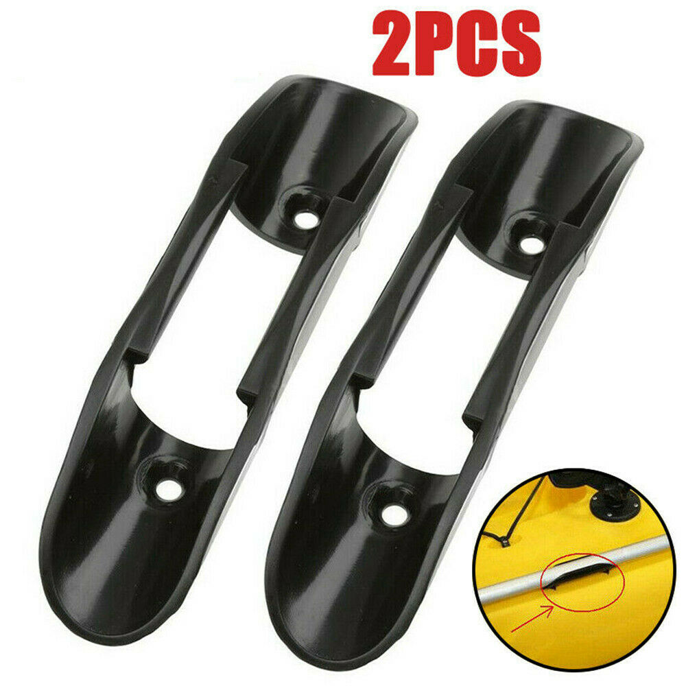 2PCS With Screws Kayak Marine Boat Paddle Clip Holder Watercraft Black Plastic