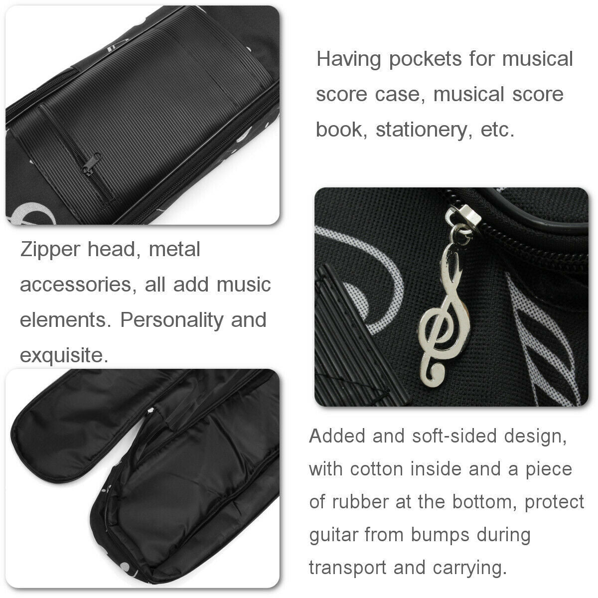 39-41'' Double Straps Padded Guitar Bag Case Acoustic Guitar Waterproof Oxford