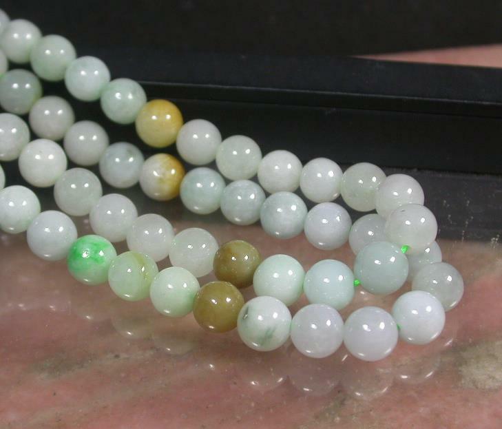 Green Yellow 100% Natural A JADE JADEITE Bead Beads Necklace 20 inches