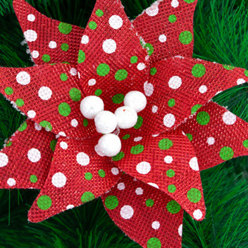 1PC 21cm Simulation Christmas Flower Red Dot Printing Wedding Xmas Party Decor