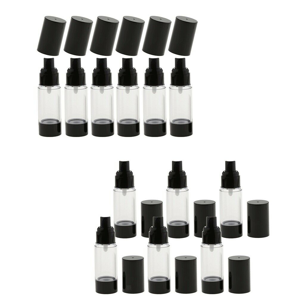 12 Piece Empty Refillable Airless Pump Bottles Travel Atomizer Bottles 30ml