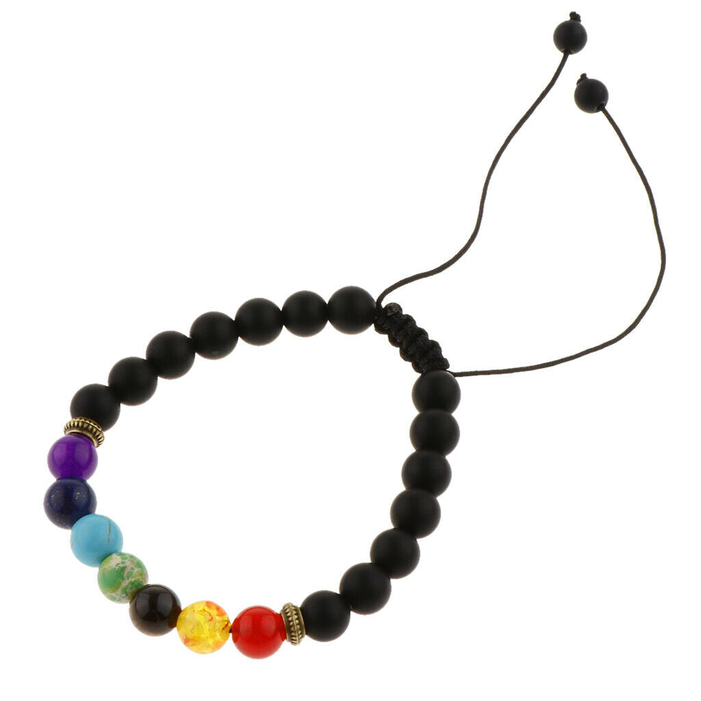 Stone Beads Bracelet Elastic Stretchy Yoga Bracelet Black Matte