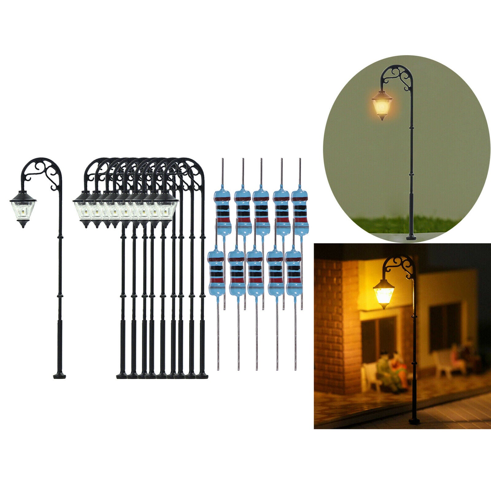 5pcs 1/87 HO Scale Mini Garden Railway Train 3V Lamppost Lights Accessory