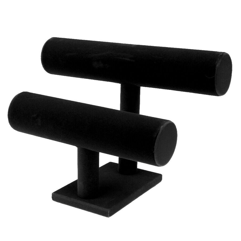2Pcs 2-Tier Jewelry Hard Display Stand Holder Bracelet Chain Watch T-bar Hot