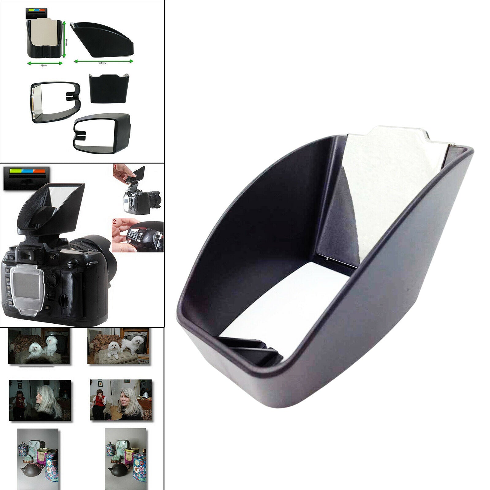 Mirror Flash Diffuser Reflector Scene Illuminator for D7000 D300 100D 60D
