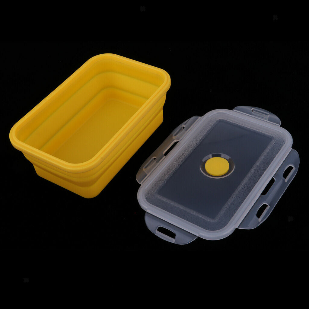 3x Portable Silicone Trays Bento Picnic Foldable Food Storage