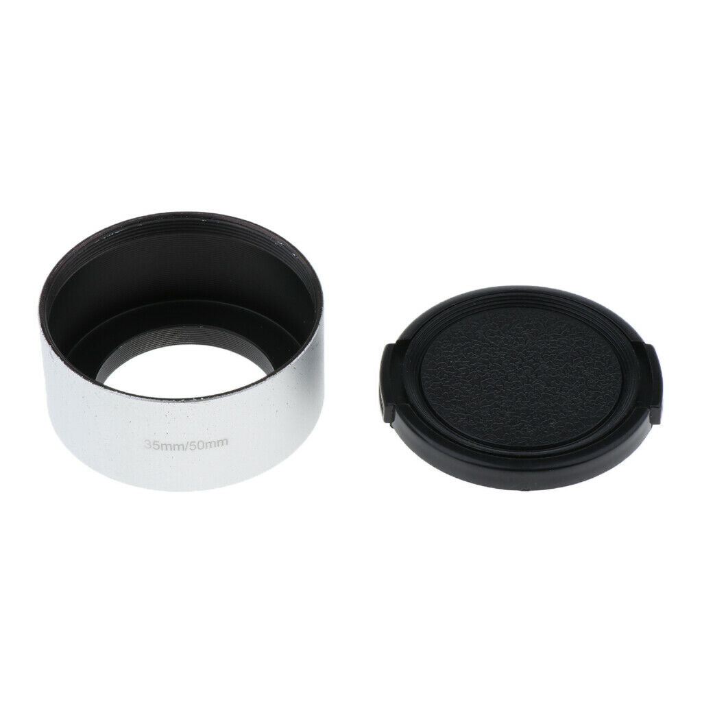 2 Pieces 35mm Metal Lens Hood for 35mm f1.7 / 50mm f1.4 CCTV Black + 46mm Lens