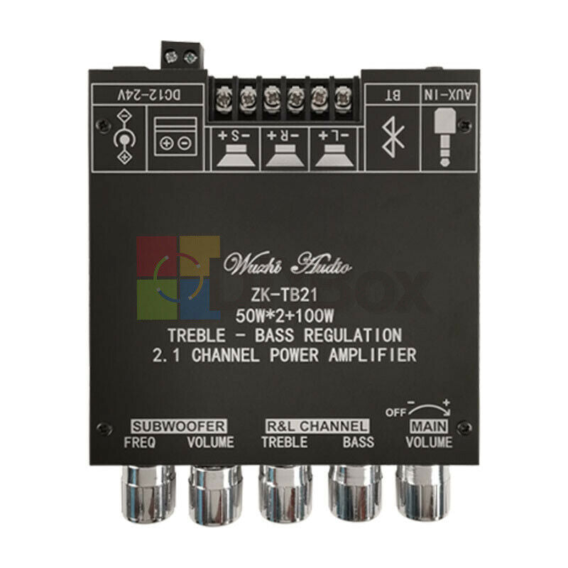 TPA3116D Digital Amplifiers Board Bluetooth 5.0 2.1 Channel Audio 2*50W+100W AUX