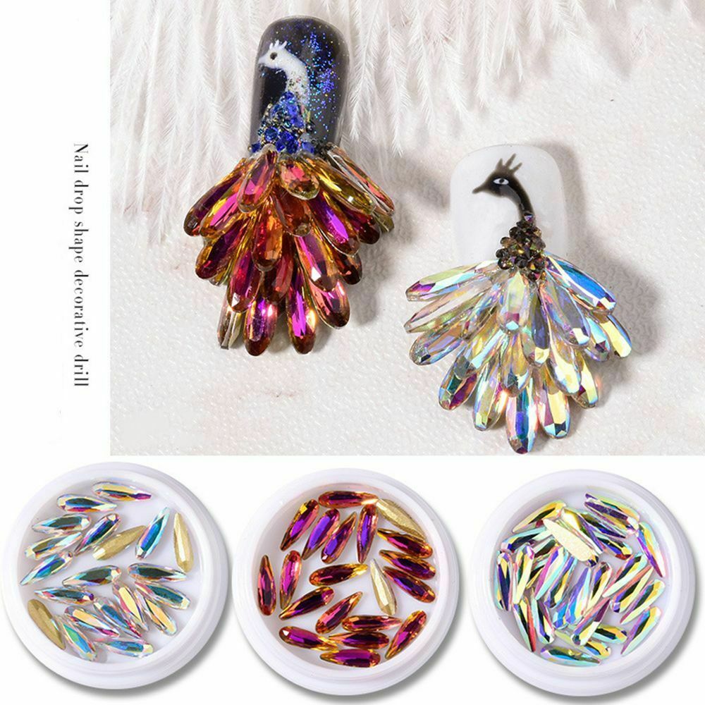 Nail Art Decorations Diamond Waterdrop White AB Nail Stones Nail Rhinestones