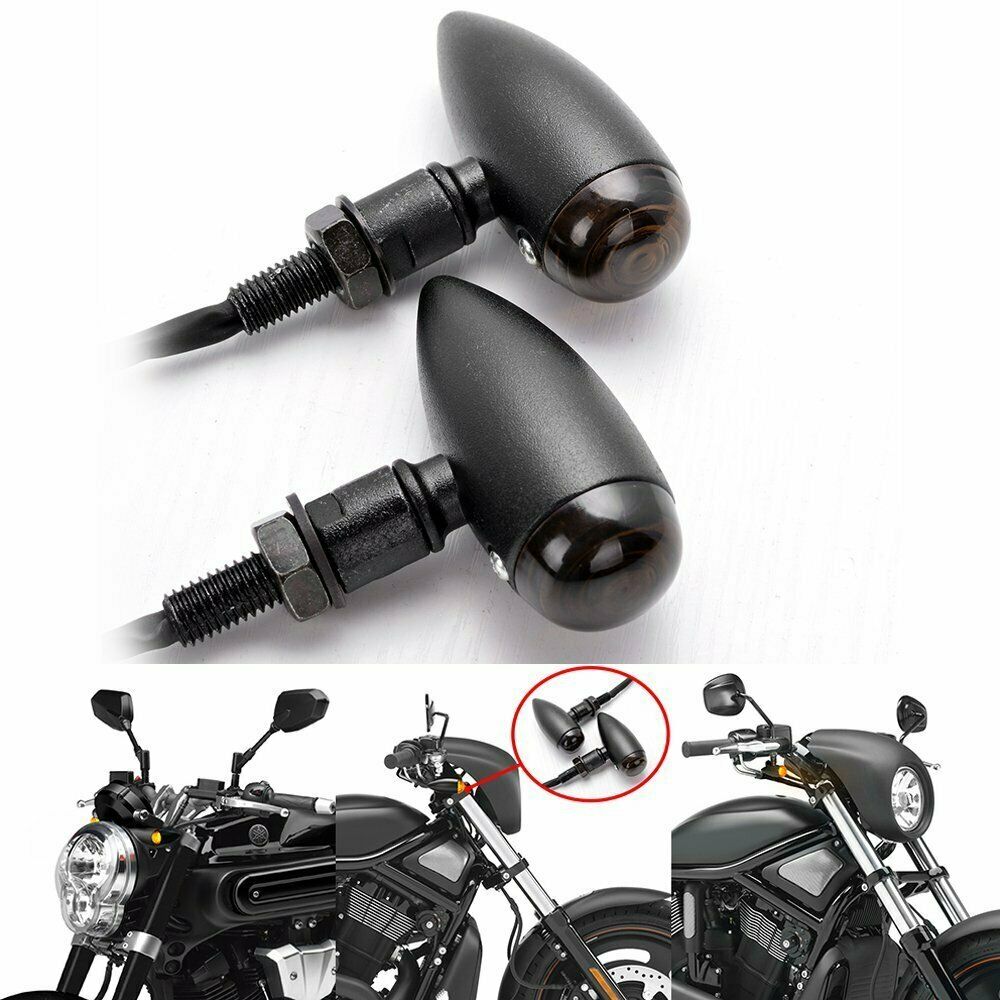 Pair of 12V Motorcycle Turn Signal Indicators, Amber Light Lamp for