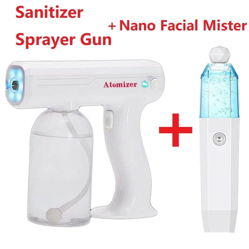 800ml Portable Electric Nano Sanitizer Sprayer Cordless Blue Light Indoor Home