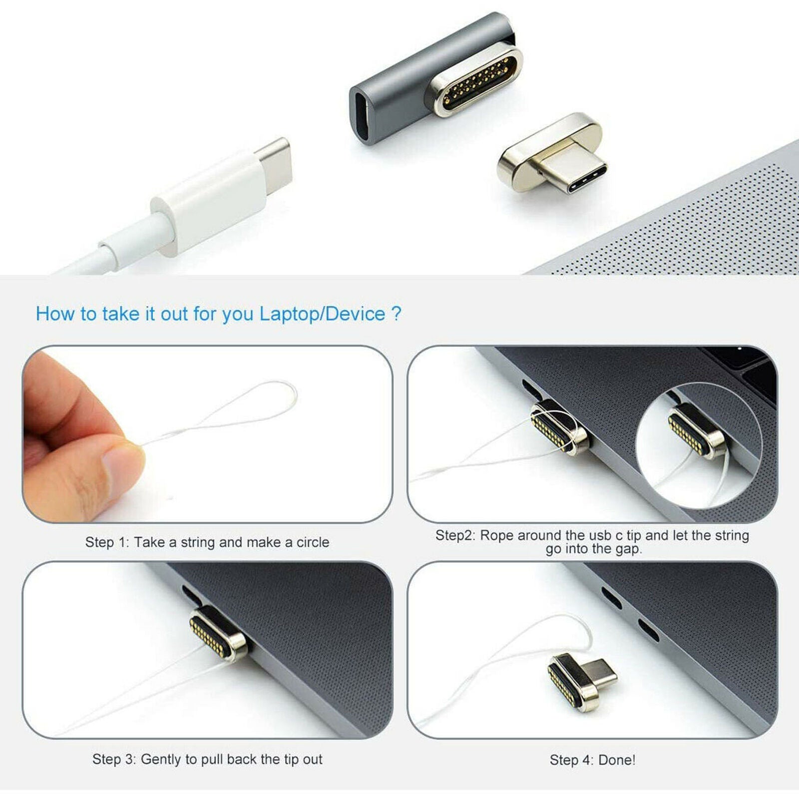 Magnetic USB C Adapter 20 Pin Magnet to USB Type C Unviersal Converter