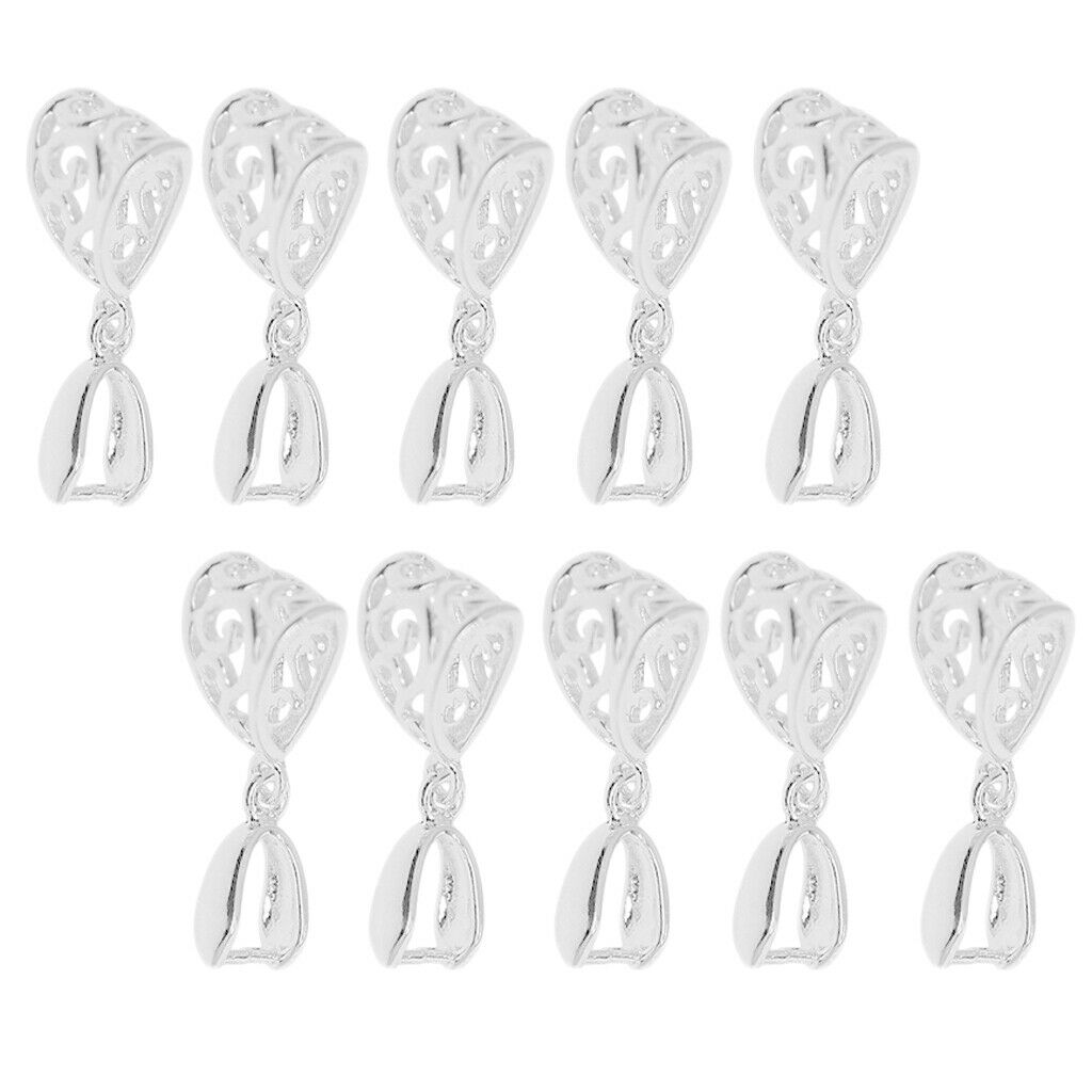 10-Pack Filigree Flower Pendant Pinch Bails Connectors DIY Jewelry