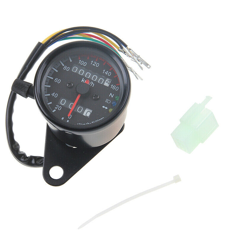 Black Motorcycle Odometer Speedometer Gauge Interface LED Back Light Universal