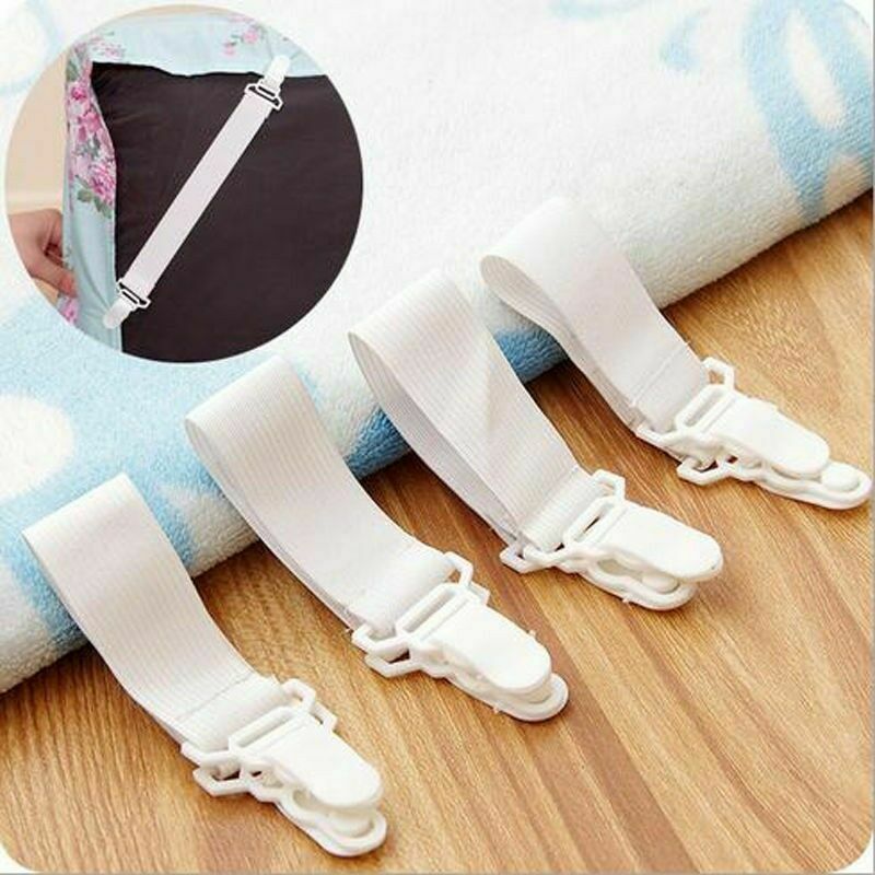 4 Pcs Bed Sheet Grippers Fasteners Mattress Clips Elastic Suspenders Grippers