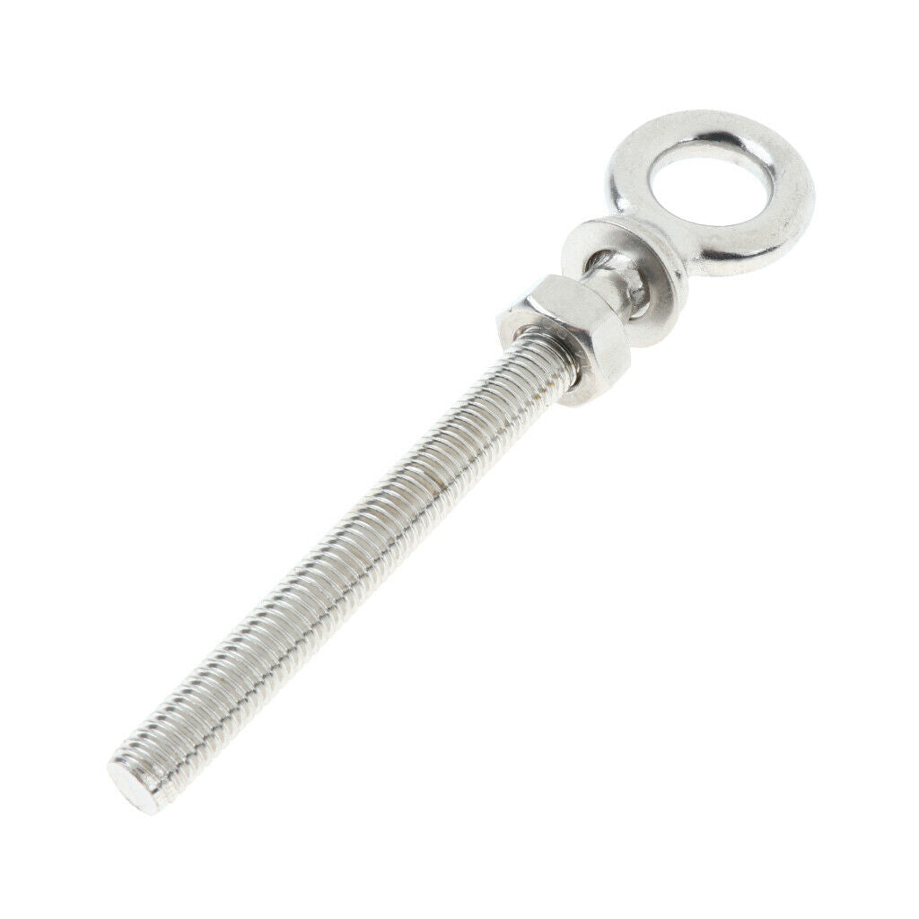 2Pcs M10 100mm Stainless Steel Eye Bolt Shade Sail Boat Roof Rack Bolt Nut