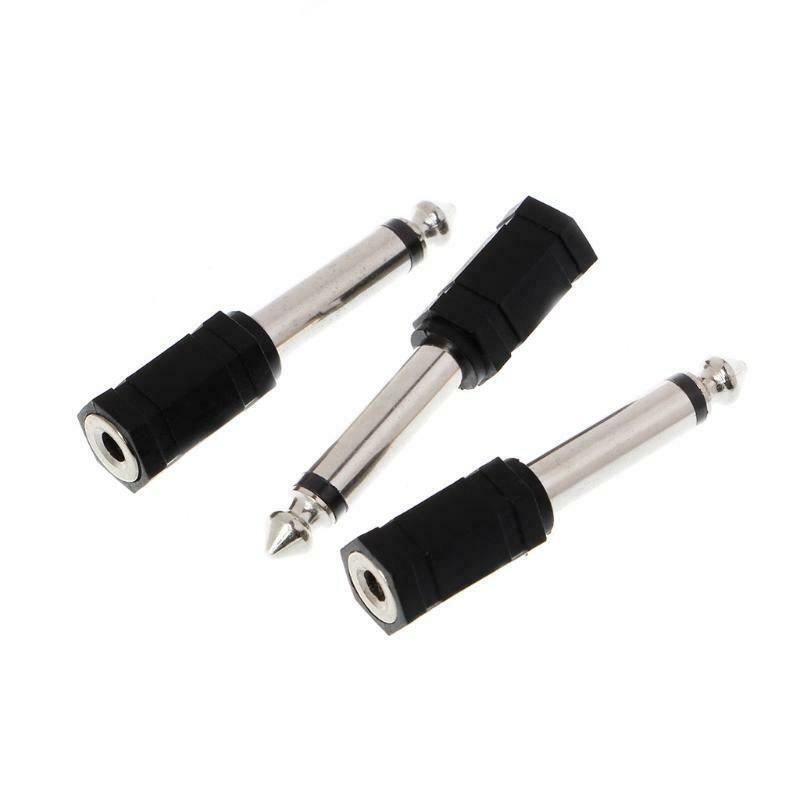 3 Pcs 6.35mm 1/4" Mono Plug to 1/8" 3.5mm Jack Female Audio Converter Adapter