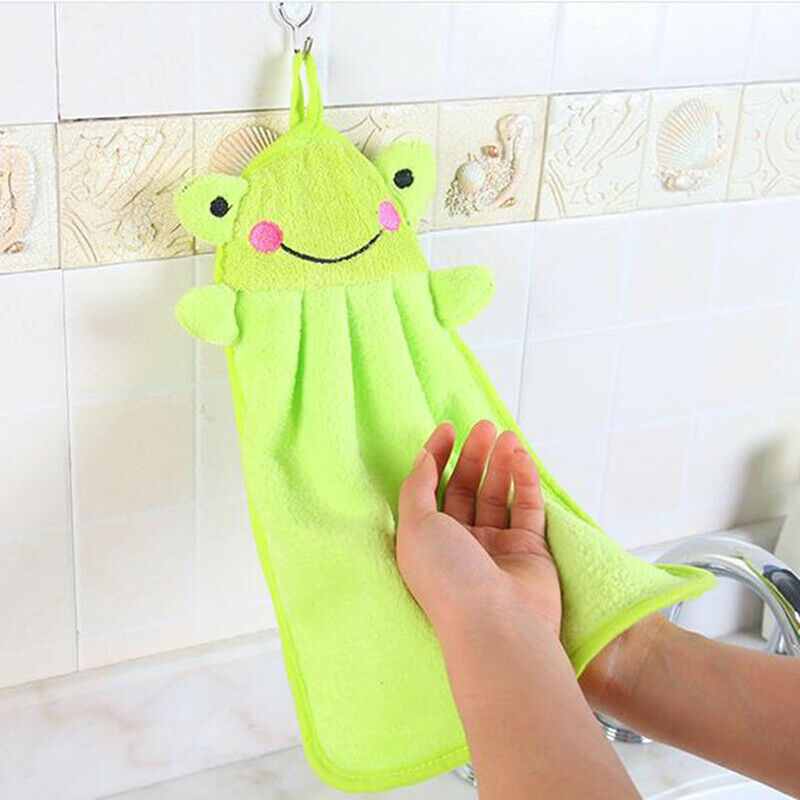 1PC Children Nursery Hand Towel Soft Plush Cartoon Animal Hanging Bathing Tow BU