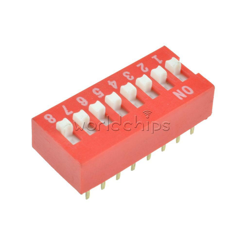 10PCS Red SlideType Switch Module DIP 8 2.54mm Pitch 8 PositionWay 8-Bit