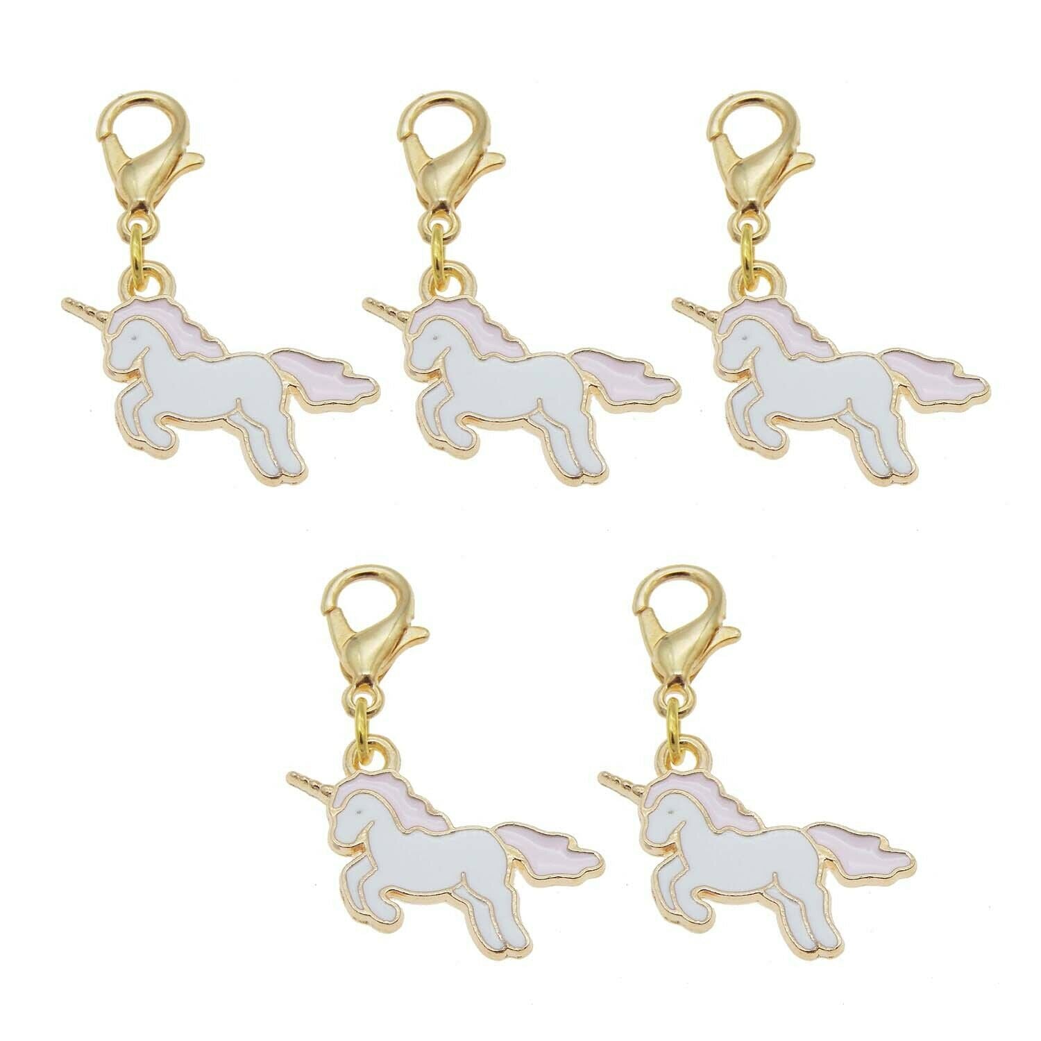 8pcs Alloy Enamel Charm Unicorn Pendant with Lobster Clasp Jewelry Craft 39*20mm