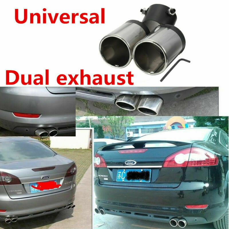 Stainless Steel Bend Car Exhaust Pipe Chrome Muffler Tip Tails Y-Pipe Dual Pipes