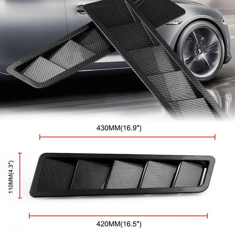 2X Race Car Hood Air Vent Louver Cooling Panel Trim Carbon Pattern Black Matte